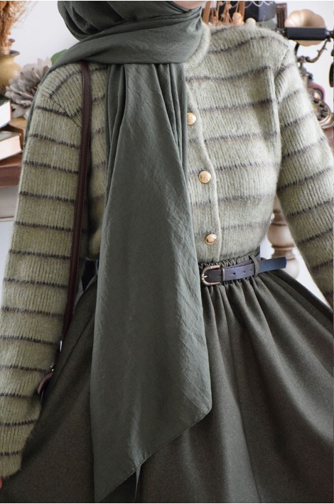 Kemerli Yün Etek Yeşil