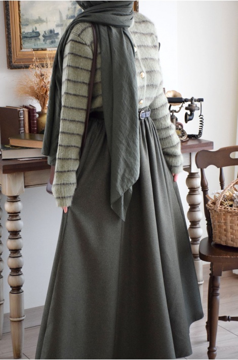 Kemerli Yün Etek Yeşil