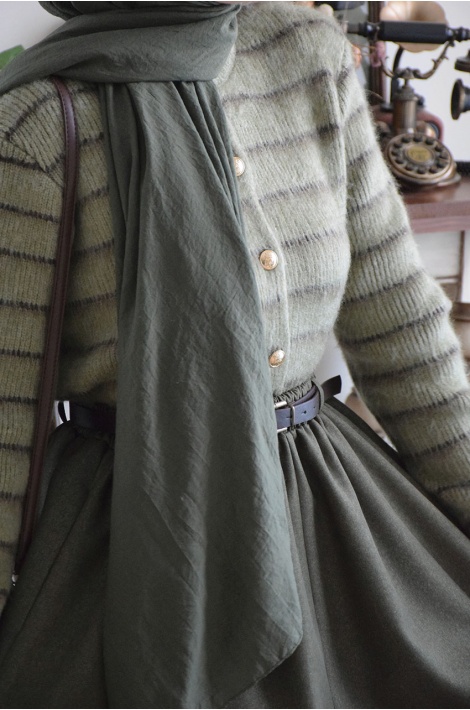 Kemerli Yün Etek Yeşil