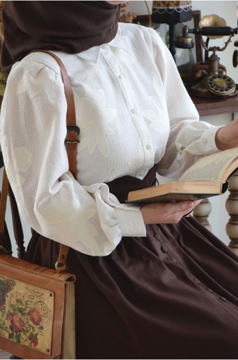 Vintage Etek Kahverengi (Çizgili)