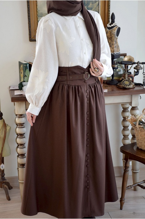 Vintage Etek Kahverengi (Çizgili)