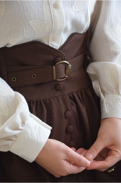 Vintage Etek Kahverengi (Çizgili)