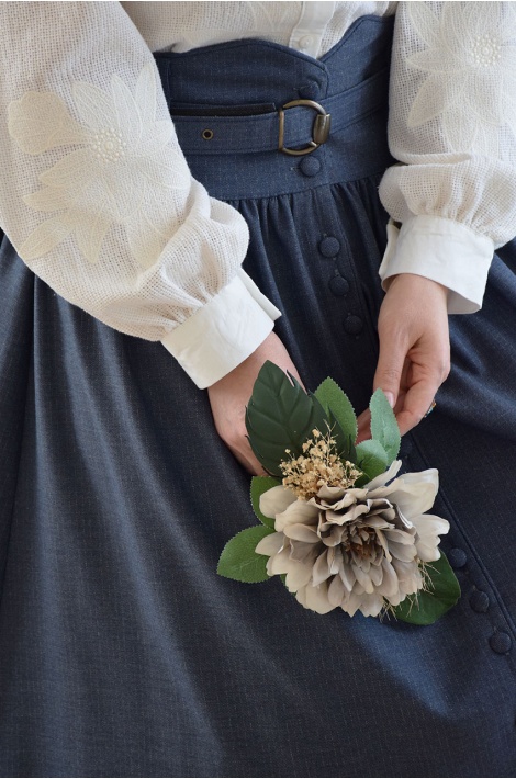 Vintage Etek İndigo Mavi (Çizgili)