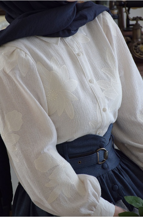 Vintage Etek İndigo Mavi (Çizgili)