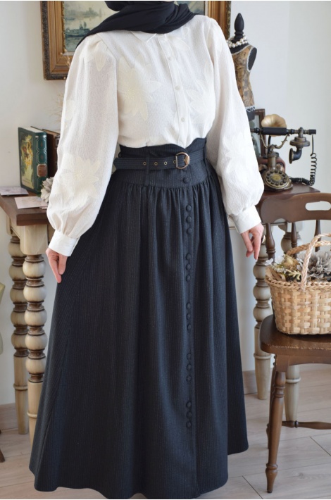 Vintage Etek Siyah (Çizgili)