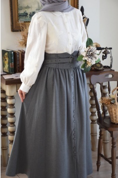 Vintage Etek Gri (Çizgili)