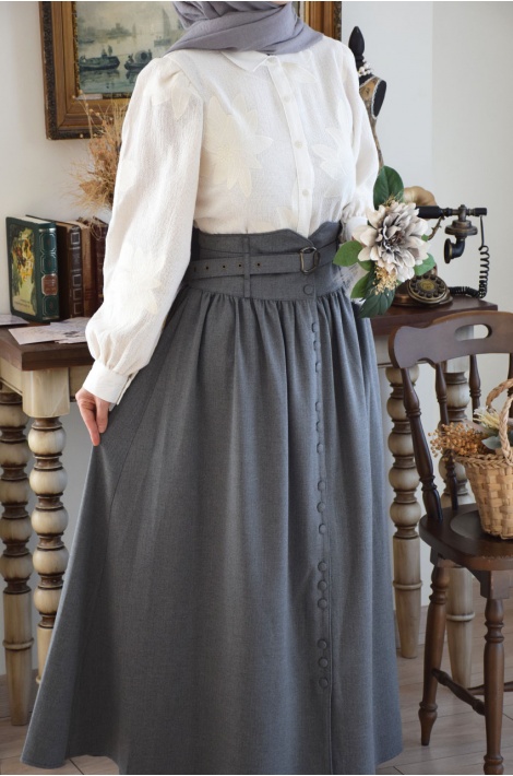 Vintage Etek Gri (Çizgili)