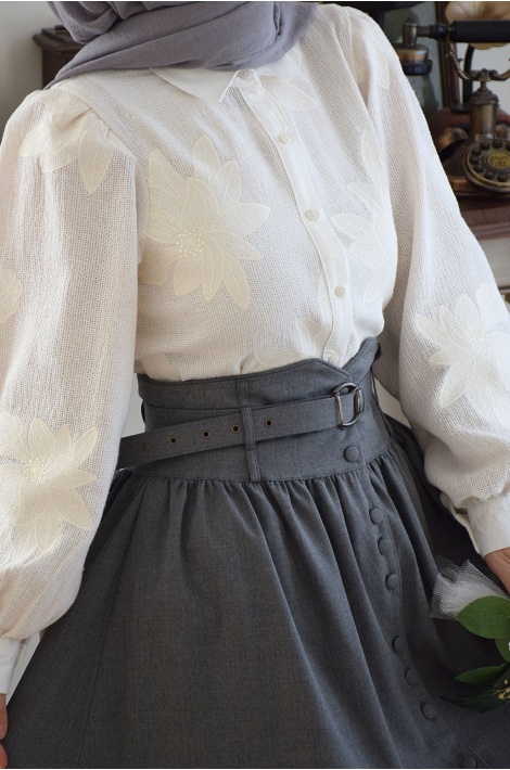 Vintage Etek Gri (Çizgili)