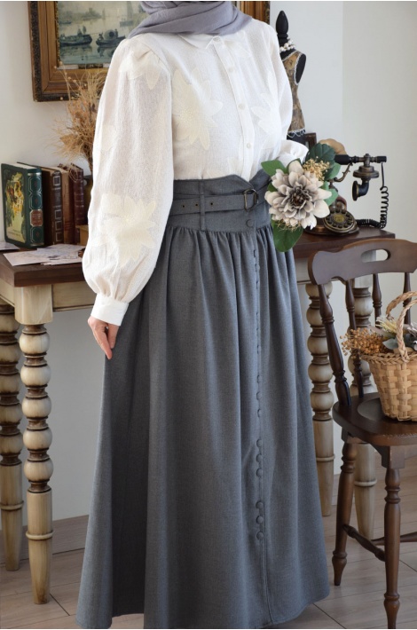 Vintage Etek Gri (Çizgili)