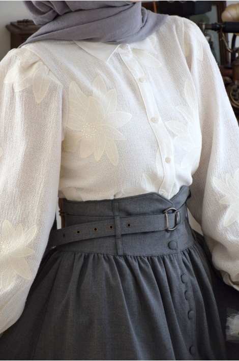 Vintage Etek Gri (Çizgili)