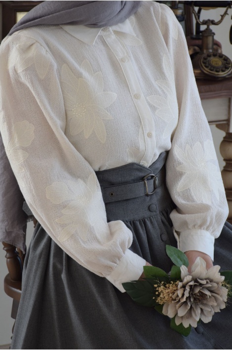 Vintage Etek Gri (Çizgili)