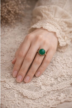 Doğal Taş Yüzük Büyük Yeşil