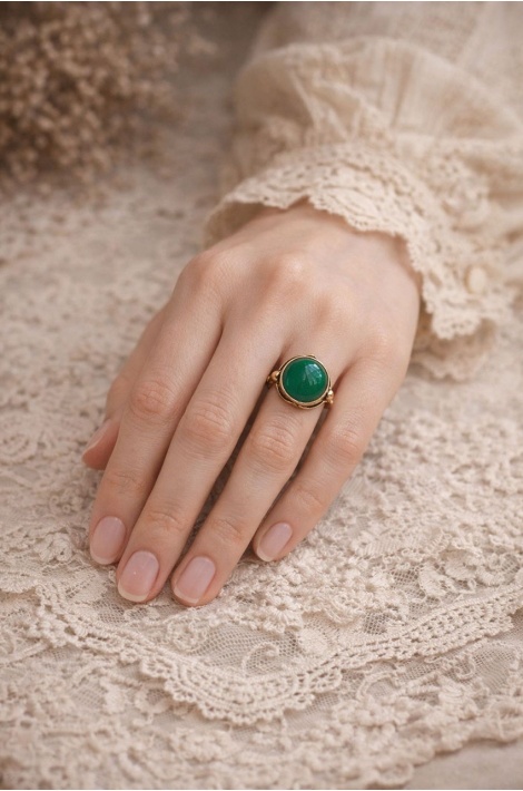 Doğal Taş Yüzük Büyük Yeşil