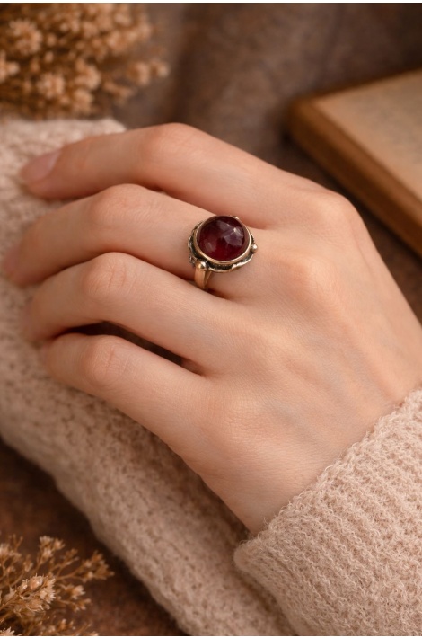 Doğal Taş Yüzük Büyük Bordo