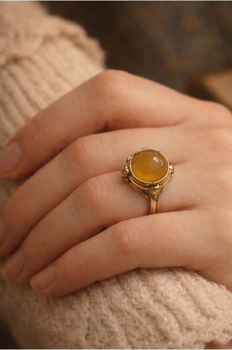 Doğal Taş Yüzük Sarı