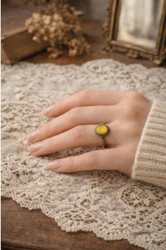 Doğal Taş Yüzük Sarı