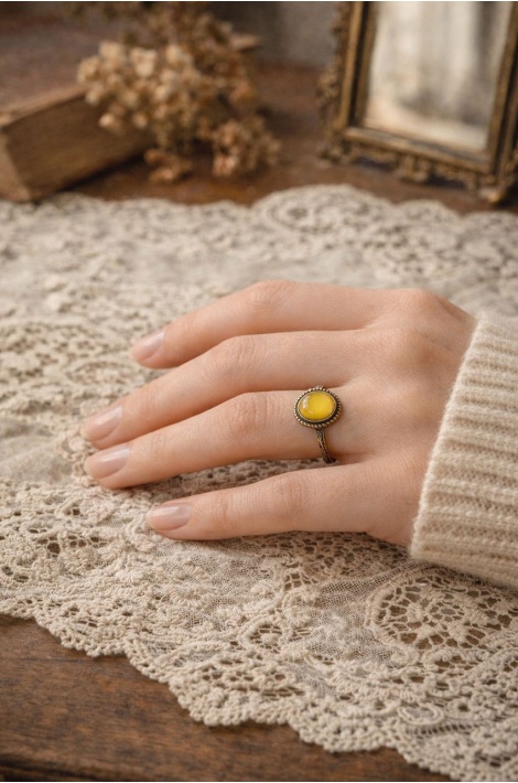Doğal Taş Yüzük Sarı