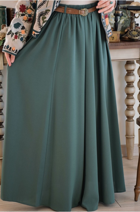 Parçalı Model Etek Zümrüt Yeşili