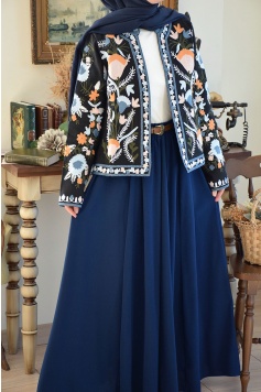 Parçalı Model Etek Mavi