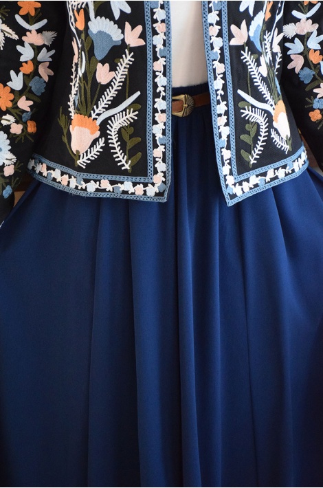 Parçalı Model Etek Mavi