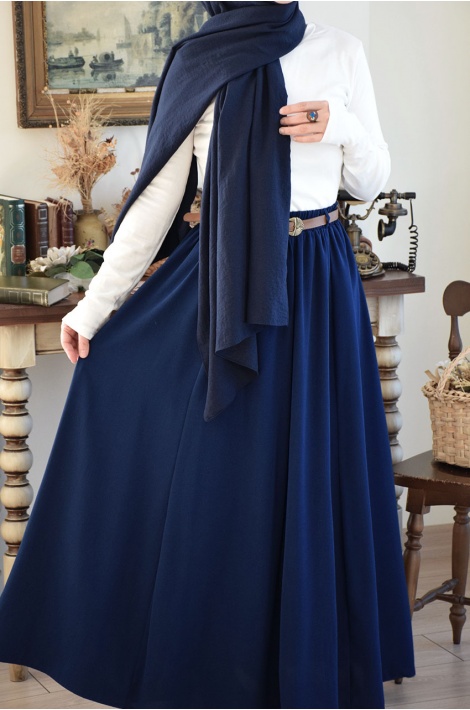 Parçalı Model Etek Mavi