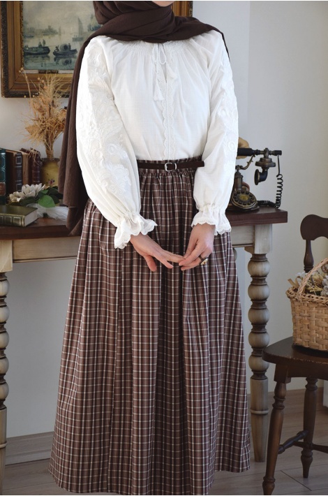 Kahverengi Ekose Etek