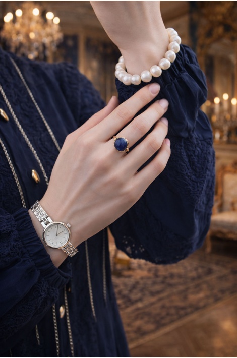 Şeritli Abiye Lacivert