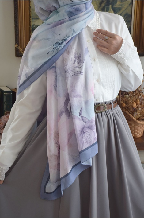 Kemerli Parçalı Etek Gri