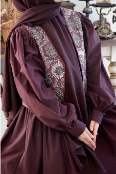 Boncuk İşlemeli Yelek Bordo