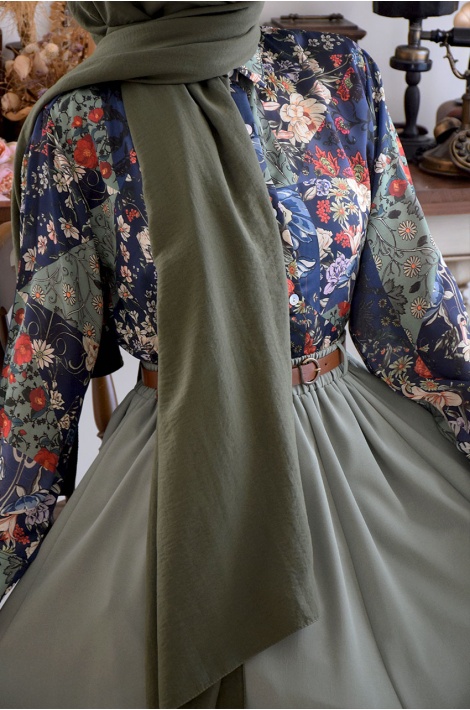 Çiçekli Saten Gömlek