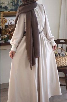 Parçalı Model Etek Bej