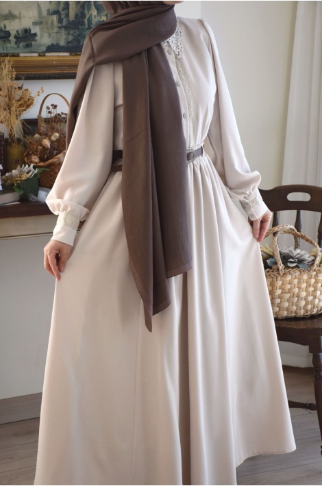 Parçalı Model Etek Bej