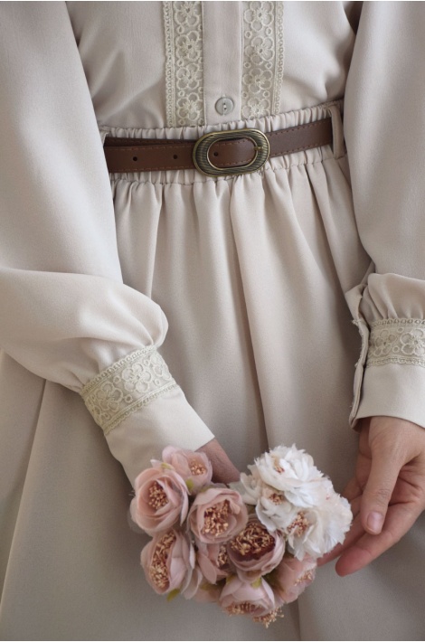 Parçalı Model Etek Bej