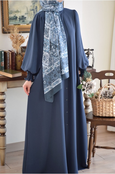 Prenses Model Ferace Mat İndigo Mavi