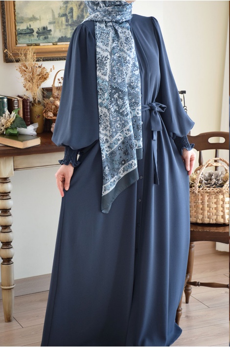 Prenses Model Ferace Mat İndigo Mavi