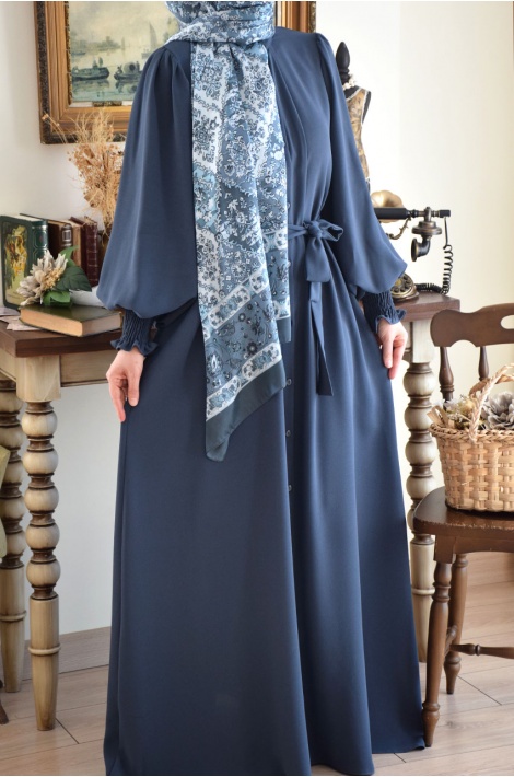 Prenses Model Ferace Mat İndigo Mavi