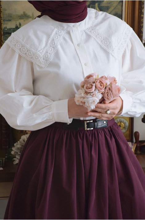 Kemer Detaylı Etek Bordo