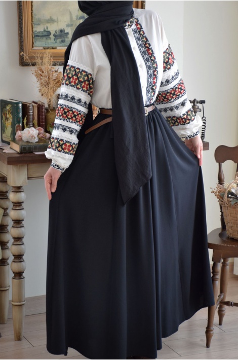 Parçalı Model Etek Siyah