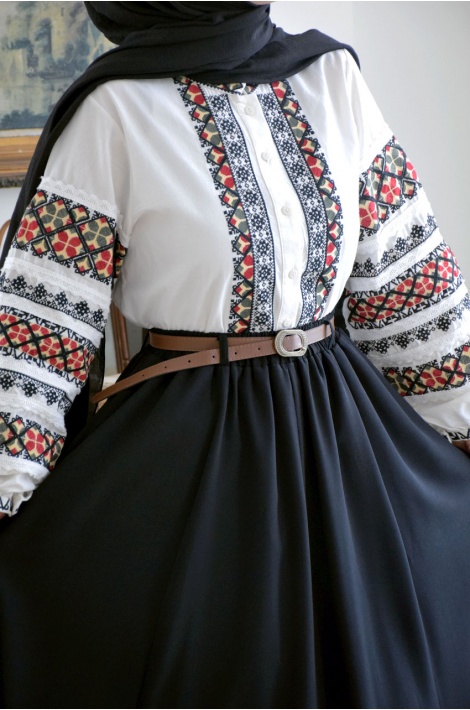 Parçalı Model Etek Siyah