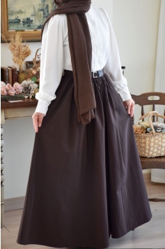 Kemer Detaylı Etek Kahverengi