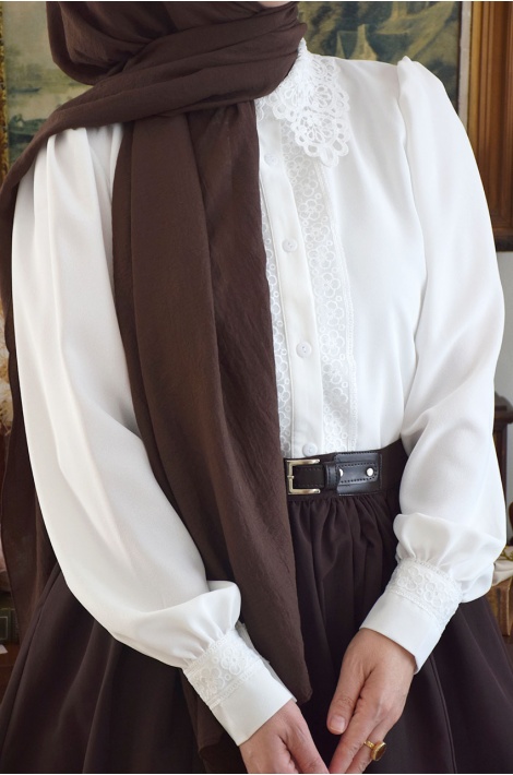 Kemer Detaylı Etek Kahverengi