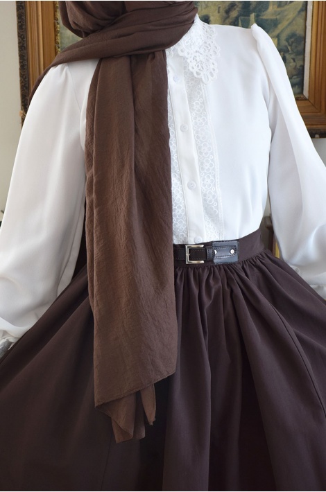 Kemer Detaylı Etek Kahverengi