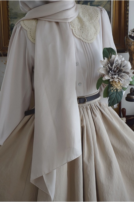 Fisto Yakalı Zarif Gömlek Bej