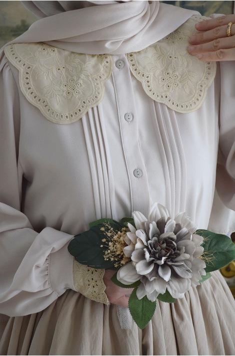 Fisto Yakalı Zarif Gömlek Bej