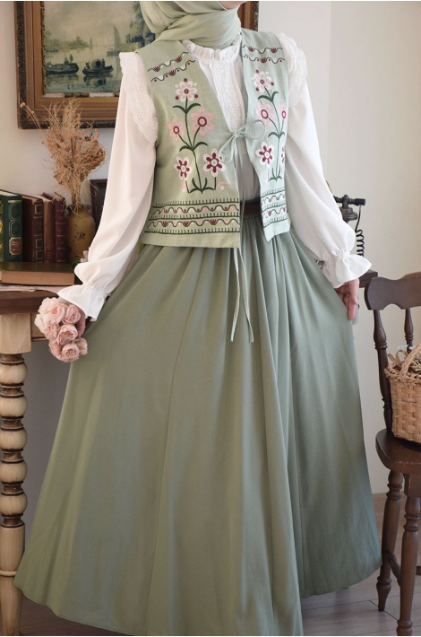 Parçalı Model Etek Mint