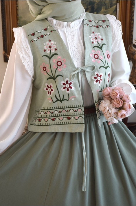 Parçalı Model Etek Mint