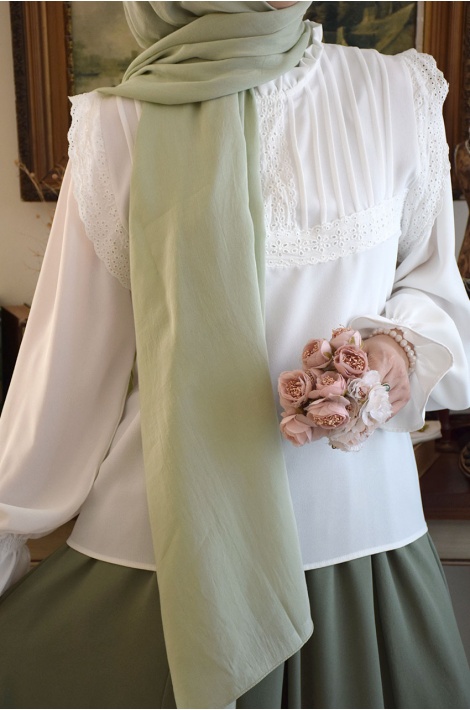 Fistolu Kuğu Bluz Beyaz