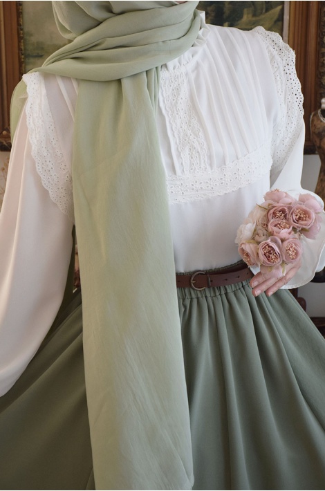 Fistolu Kuğu Bluz Beyaz