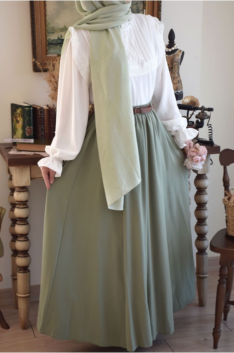 Fistolu Kuğu Bluz Beyaz