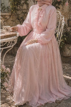 Broşlu Elegant Takım Pembe
